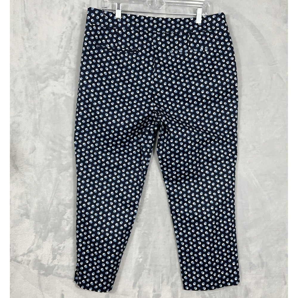 Ann Taylor Trousers Navy Polka Dot Cropped Slim‎ Fit Dress Pants 14 Nautical - Picture 10 of 12